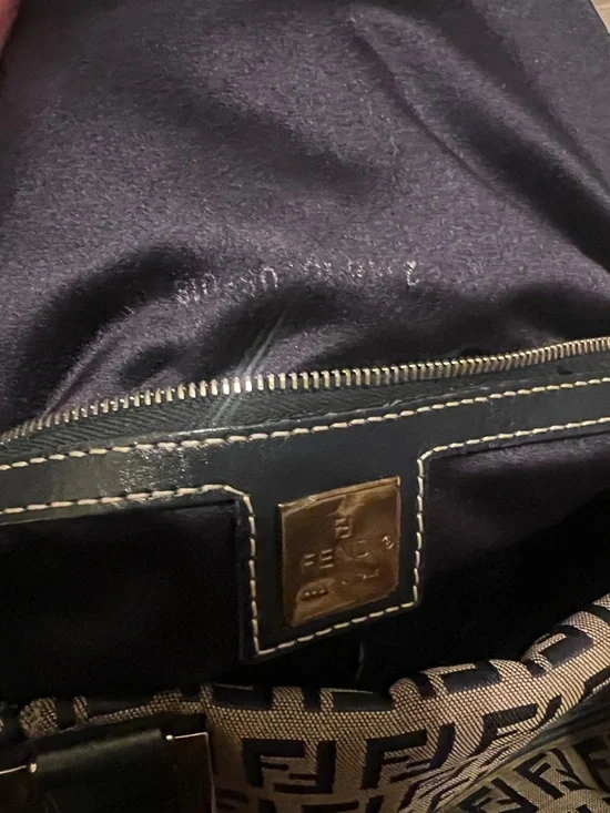 Fendi Brown & Navy FF Logo two way Bag - Picture 8 of 11